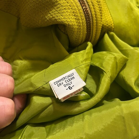 Vintage chartreuse Anne Klein mod mini dress - Picture 9 of 11